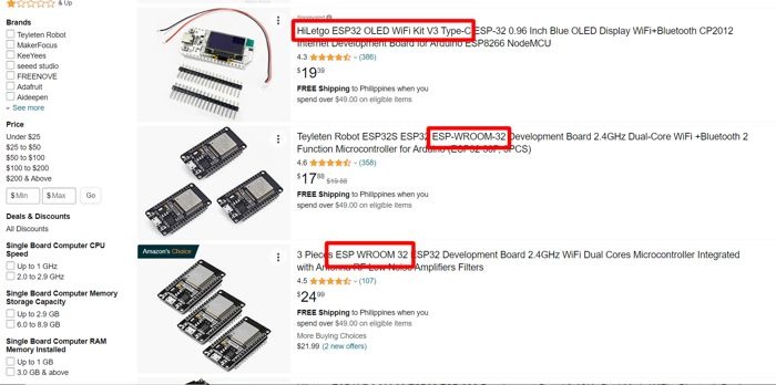 Amazon Esp32 With Esp32 Board Name Highlighted