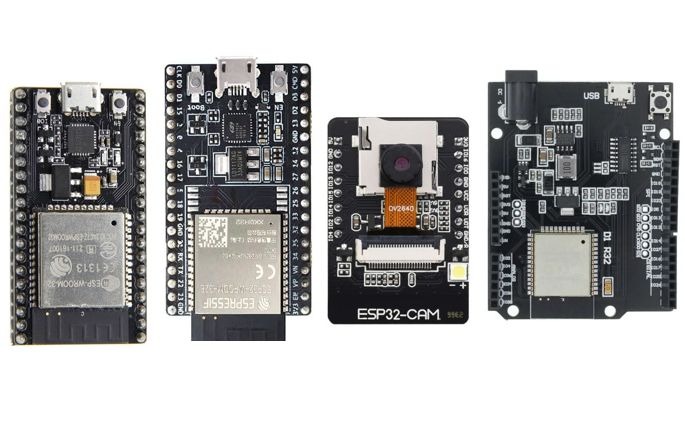 Nodemcu32s Esp32 Devkit C Esp32 Cam And Wemos D1 In White Background