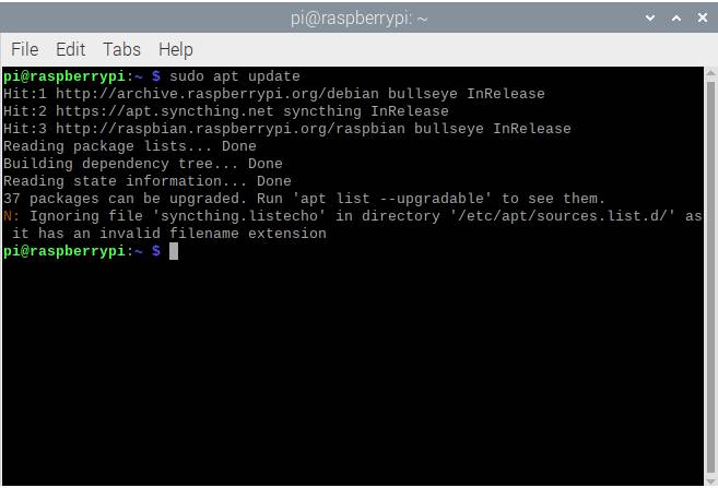Raspberry Pi Sudo Apt Update Screenshot