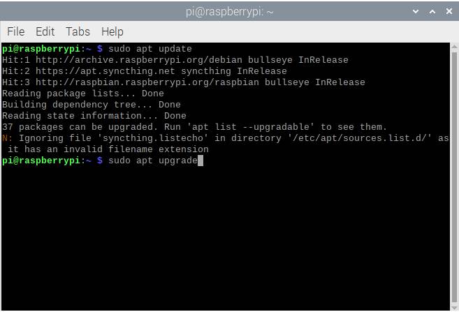 Raspberry Pi Sudo Apt Upgrade Screenshot