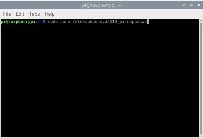 Raspberry Pi Terminal Sudo Nano 010 Pi Nopasswd Screenshot