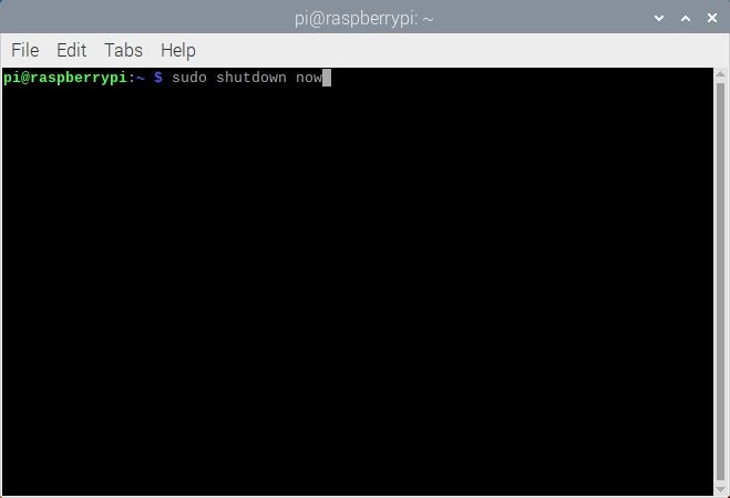 Raspberry Pi Terminal Sudo Shutdown Now Screenshot