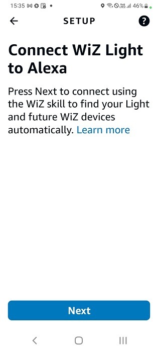 Connect WiZ light to Alexa as an additional skill.