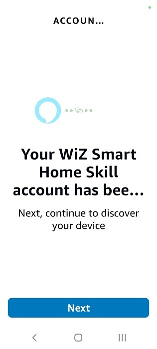 WiZ companion app added as smart skill in Alexa app for Android. 