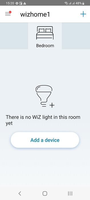 Add a device to WiZ Companion app to control smart lighting in Alexa. 