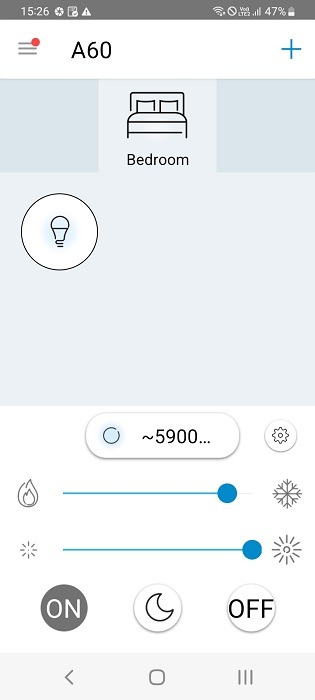 Light luminosity variations controlled in WiZ Companion app.