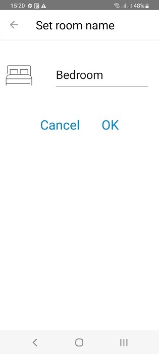 Set room name in WiZ Companion app for Alexa smart lighting.
