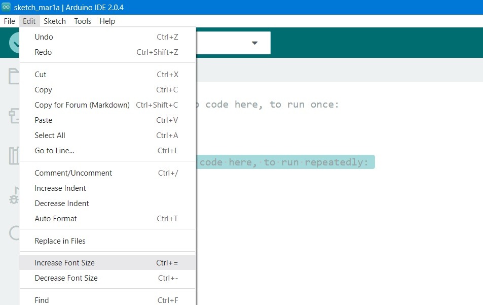 Arduino Ide Change Font From Edit Button