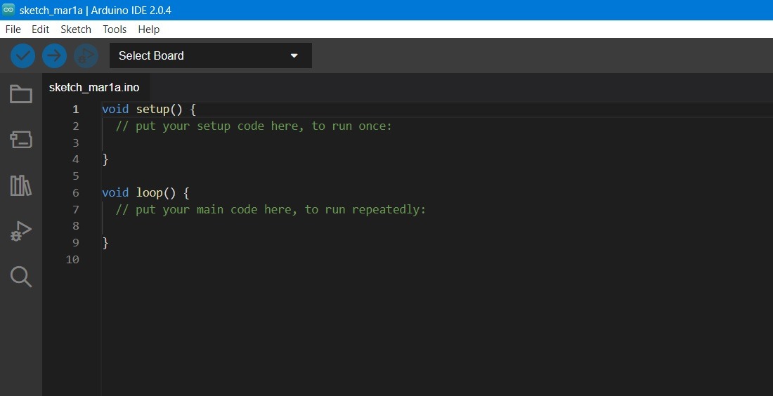 Dark Theia theme implemented in Arduino IDE in Windows 11.