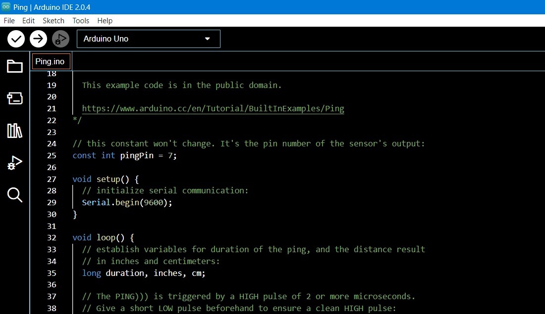 High contrast theme in Arduino IDE with a network ping example. 