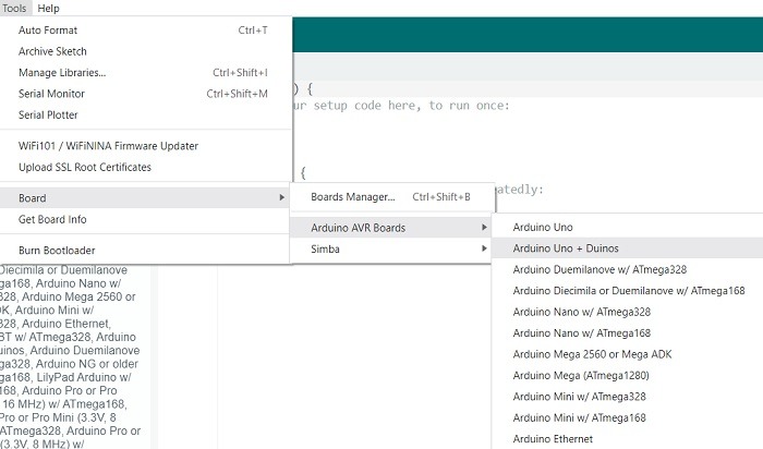 DuinOS boards visible with Arduino Uno in Arduino IDE. 