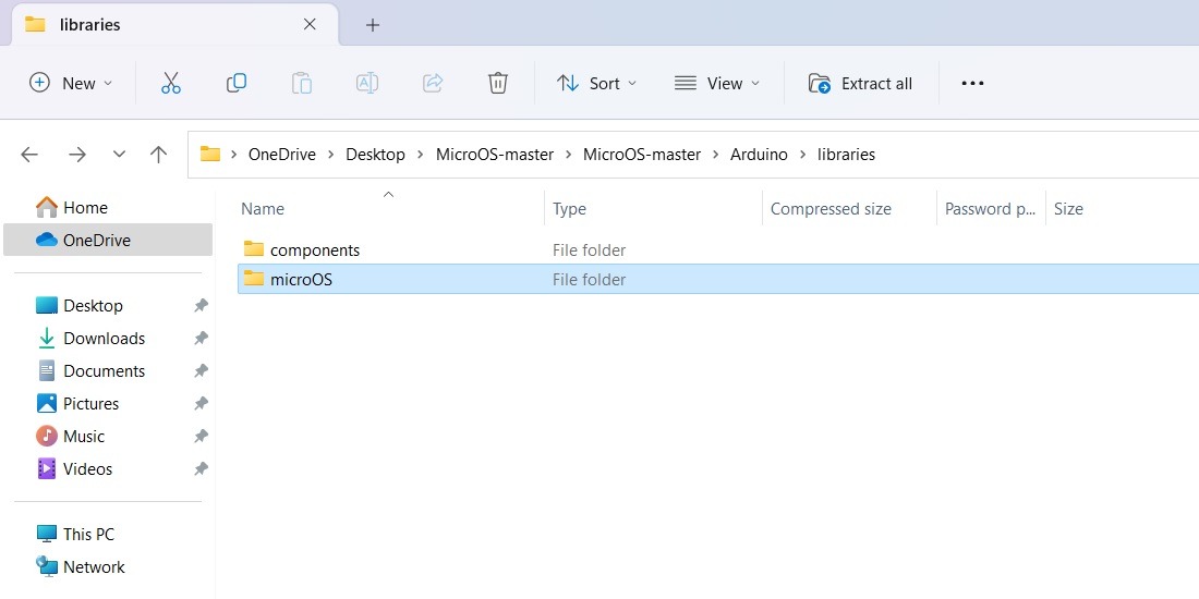MicroOS folder in the libraries of downloaded Zip folder. 