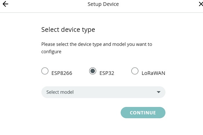 ESP32 device type being installed. 