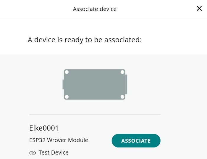ESP32 Wrover module associated with Arduino Cloud. 