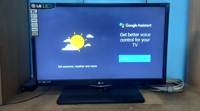 Enabling Google Assistant steps on an Android TV.