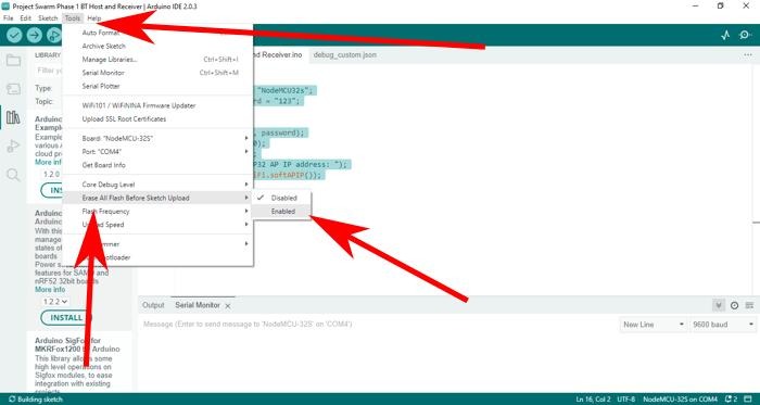 Arduino Ide How To Automatically Erase Flash Memory Before Sketch Upload Screenshot