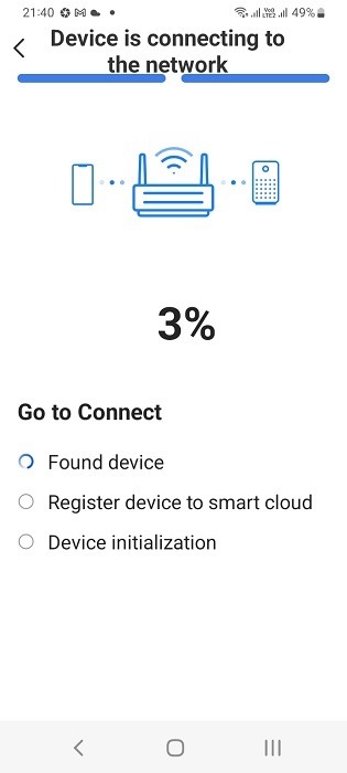 Smart air purifier is connecting to Wi-Fi network as shown in manufacturer Android app.