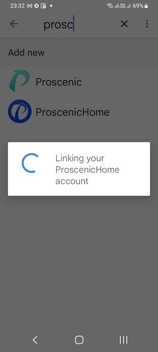 Linking third-party app account to Google Home app for Android.
