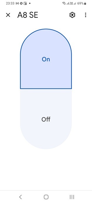 Further settings accessed for air purifier in Google Home app.