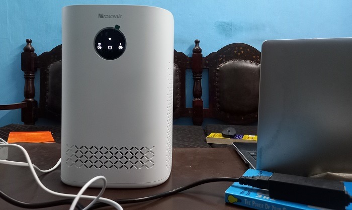 Smart air purifier in action. 