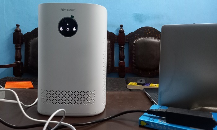 Smart air purifier in action.