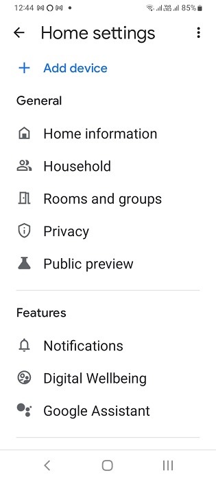 Add device in Google Assistant app for Android.