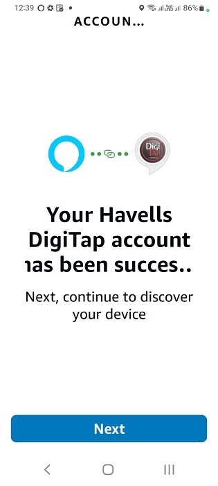 Alexa connection success with companion app in Android phone.