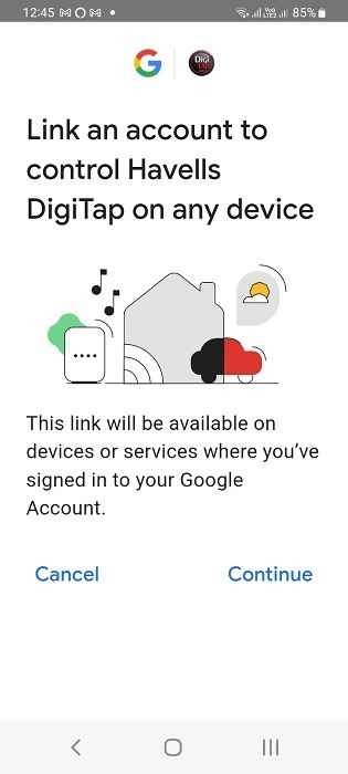 Link your Google Account to Smart Fan App in Google Home app for Android.