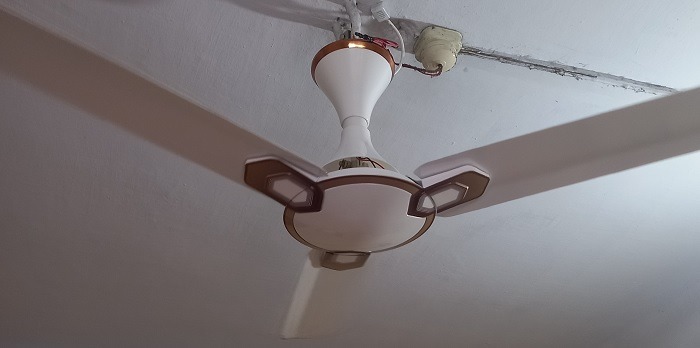 Smart fan installed on the ceiling. 