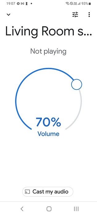 Speaker not playing and volume shown in Google Home app. 
