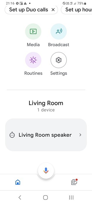 Nest speaker showing in Google Home app for Android.