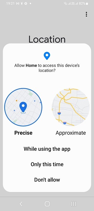 Enable precise location in Google Home app for Android.