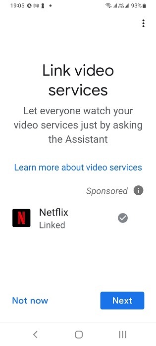Netflix found in linked Google Home services for Android app.