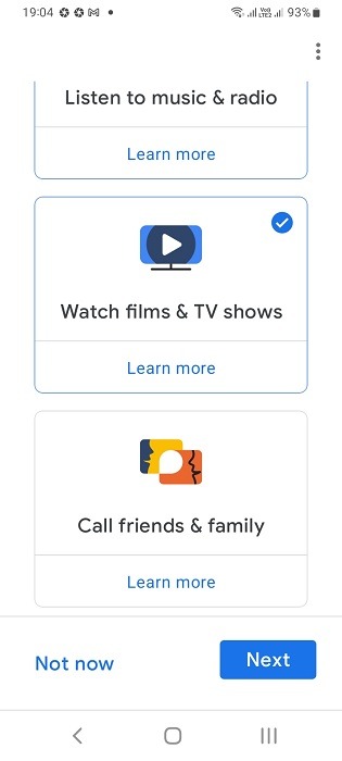 Watch films and TV shows enabled in Google Home app for Android.
