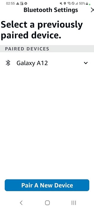 Bluetooth pairing mode reflected in Alexa app for Android. 