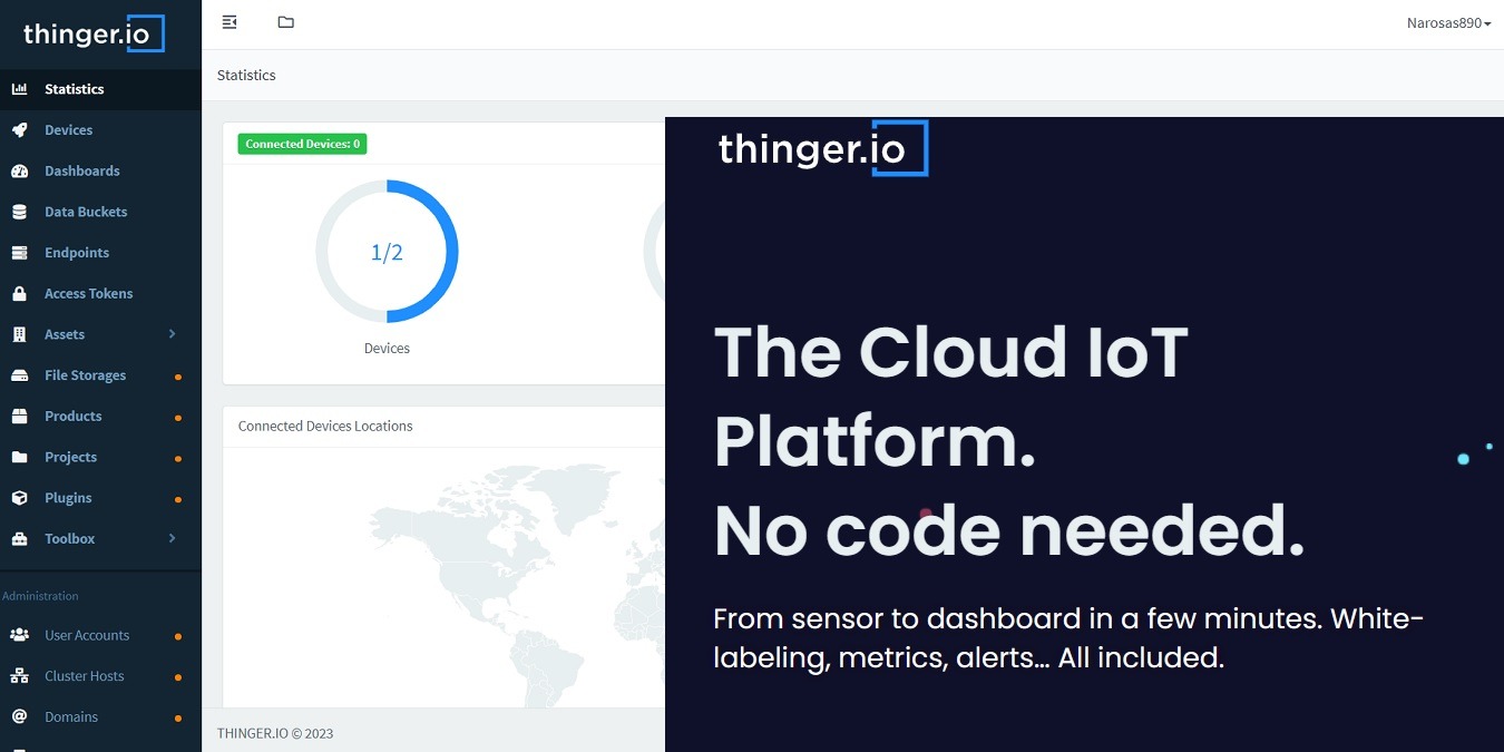 Featured image of Thinger.io an IoT platform which can be accessed online.
