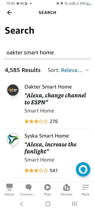 Search your IR app as available skill in Alexa on Android phone. 