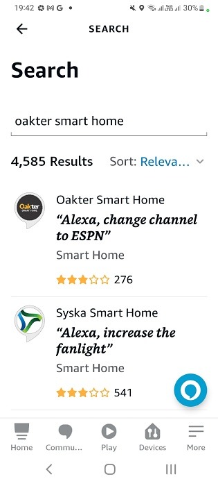 Search your IR app as available skill in Alexa on Android phone.