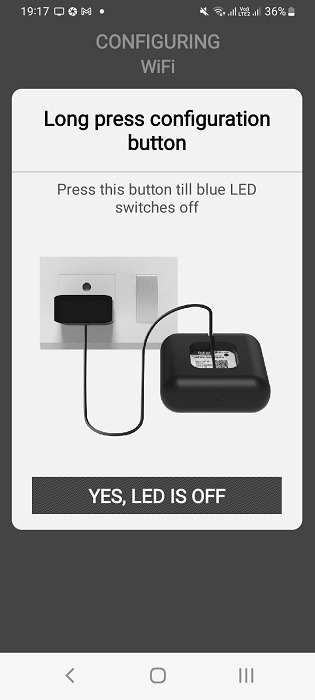 IR blaster app Android instruction for long press configuration of LED switches.