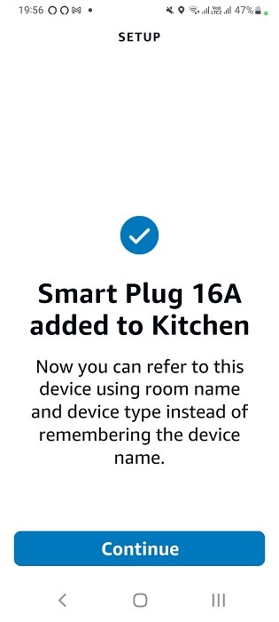 16A smart plug added to the kitchen in Alexa app for Android. 