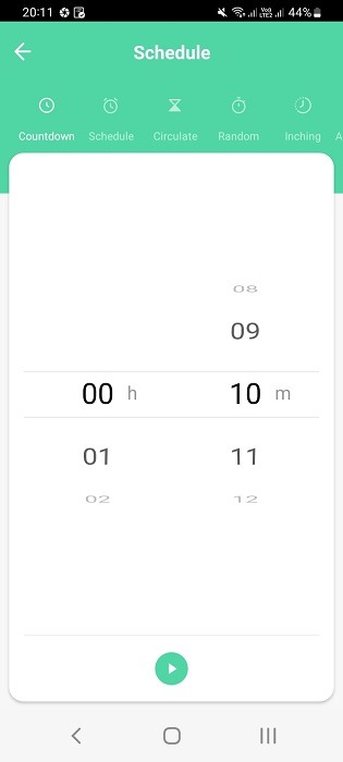 Countdown started in Connected pp for powered on smart plug.