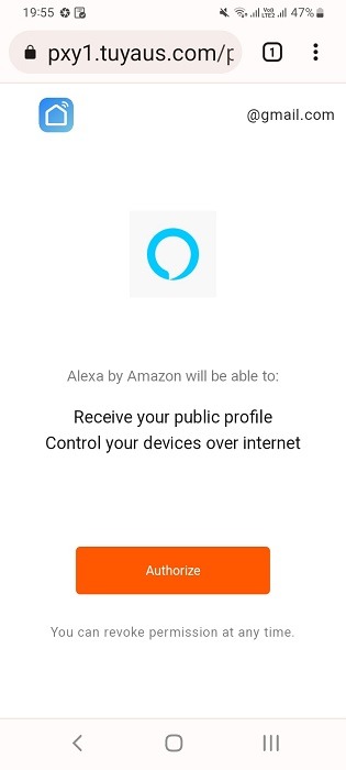 Alexa app authorizes to import Tuya Smart skills.