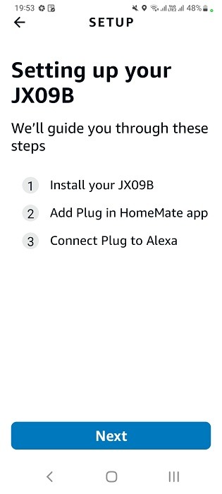 Setting up JX09B plug in Alexa app.