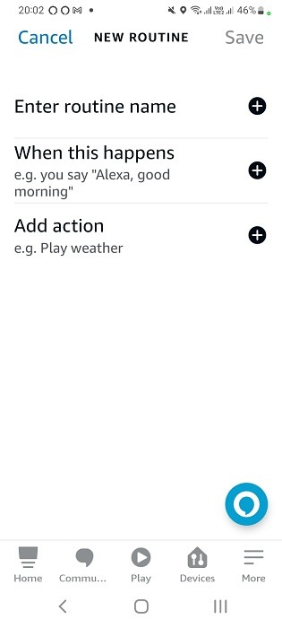 Enter routine name in Alexa app for Android for the smart plug.