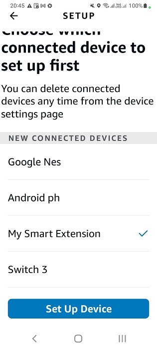 Different connected device switches visible on Alexa smart strip.