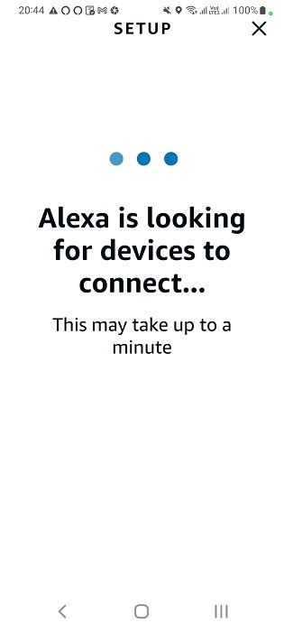 Alexa displays messages it is looking for devices to connect to.