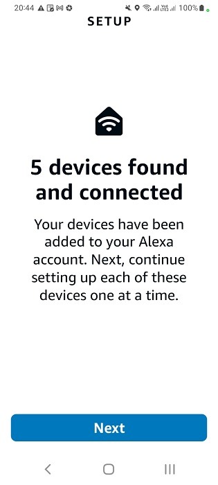 Multiple devices found and connected in Alexa app of Android for smart power strip switches. 