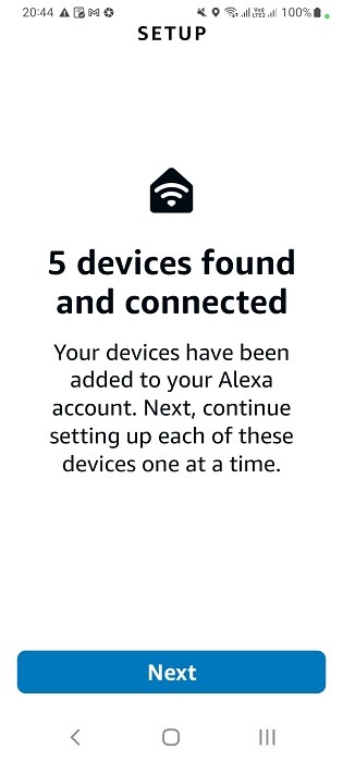 Multiple devices found and connected in Alexa app of Android for smart power strip switches.