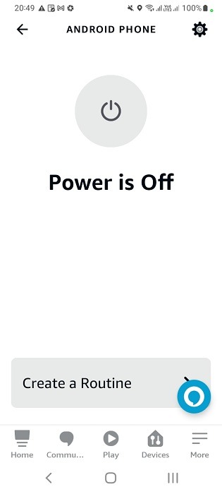 Power if off on one of the switches used in Alexa app for a smart power strip (in Android).