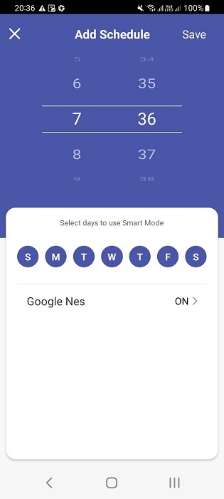 Add daily schedule to a smart power strip's Android app with smart mode. 